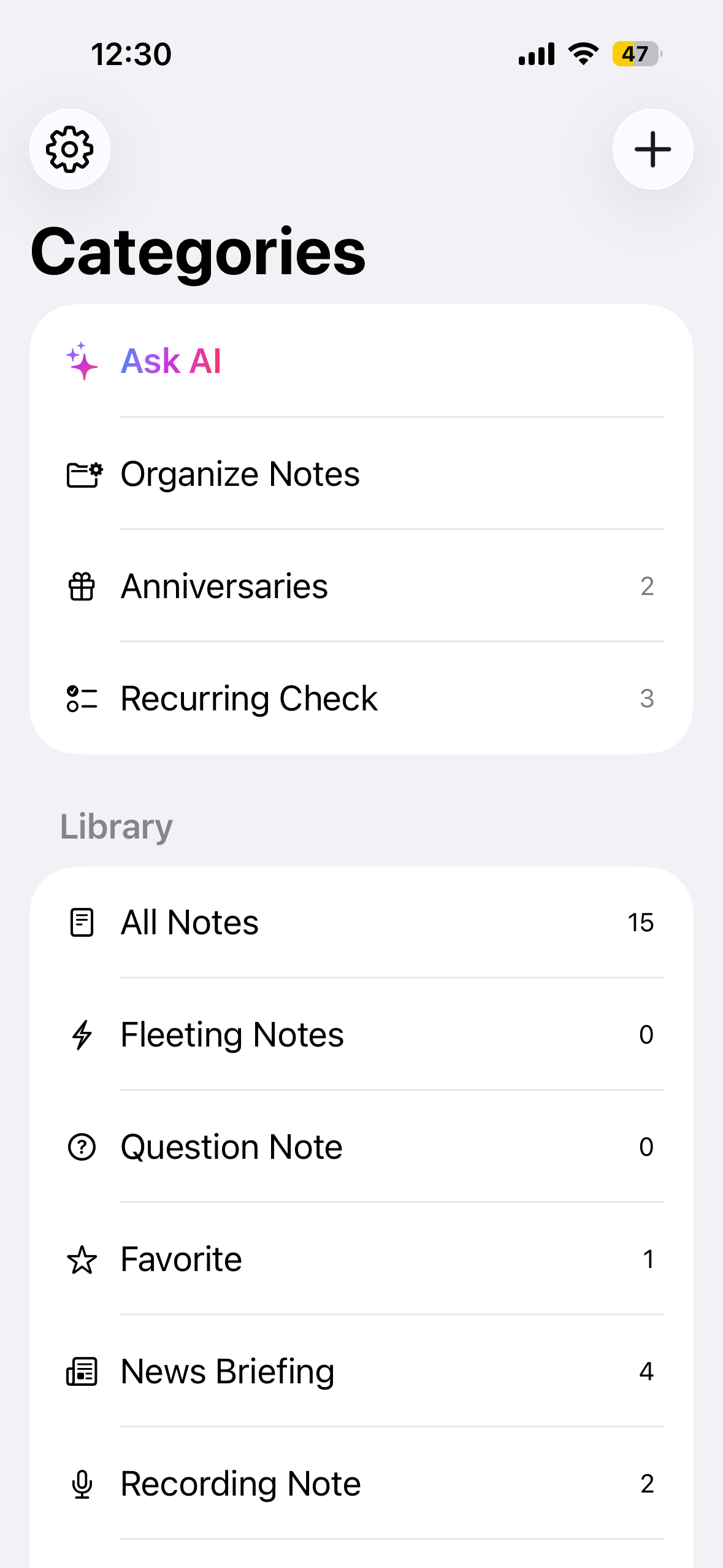 AskNote iPhone screenshot