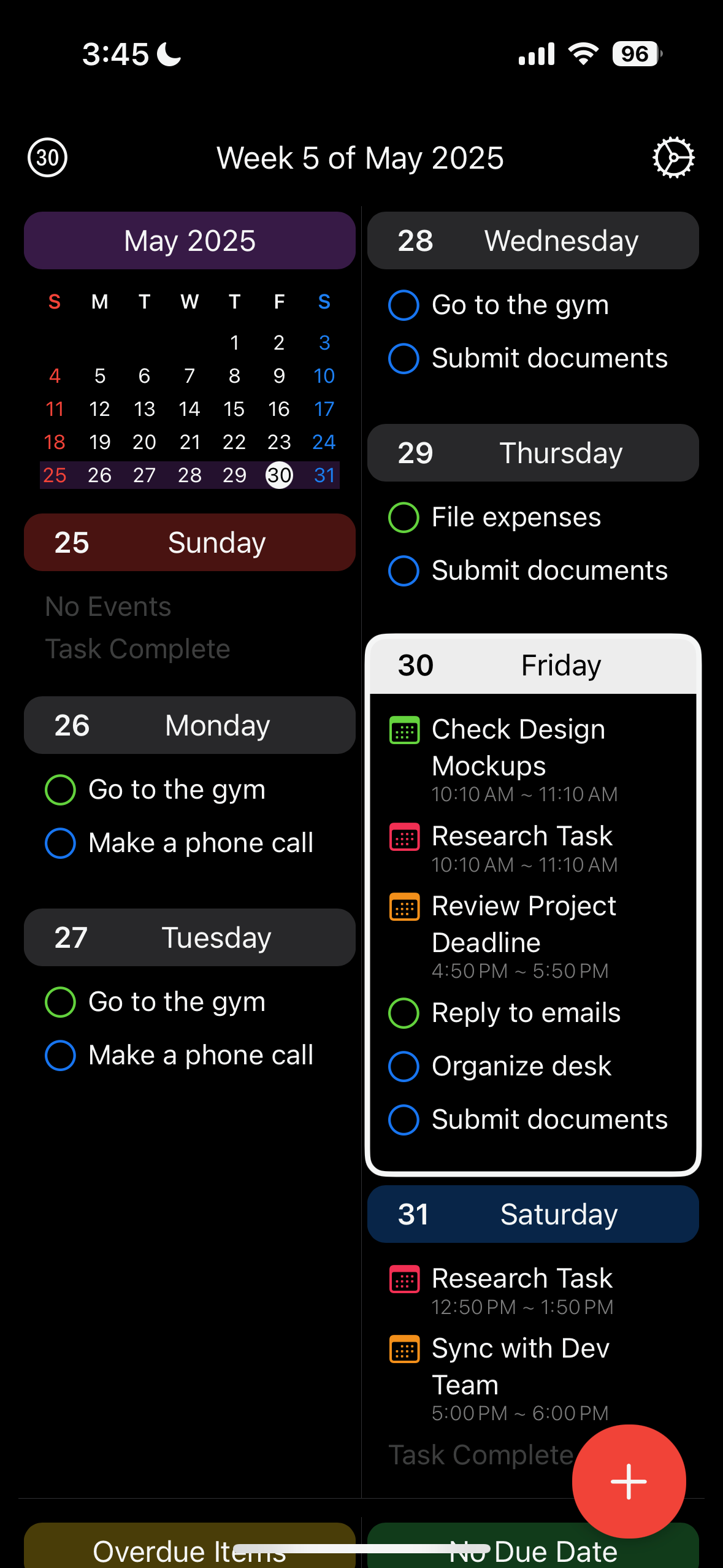 WeeklyTodo weekly view
