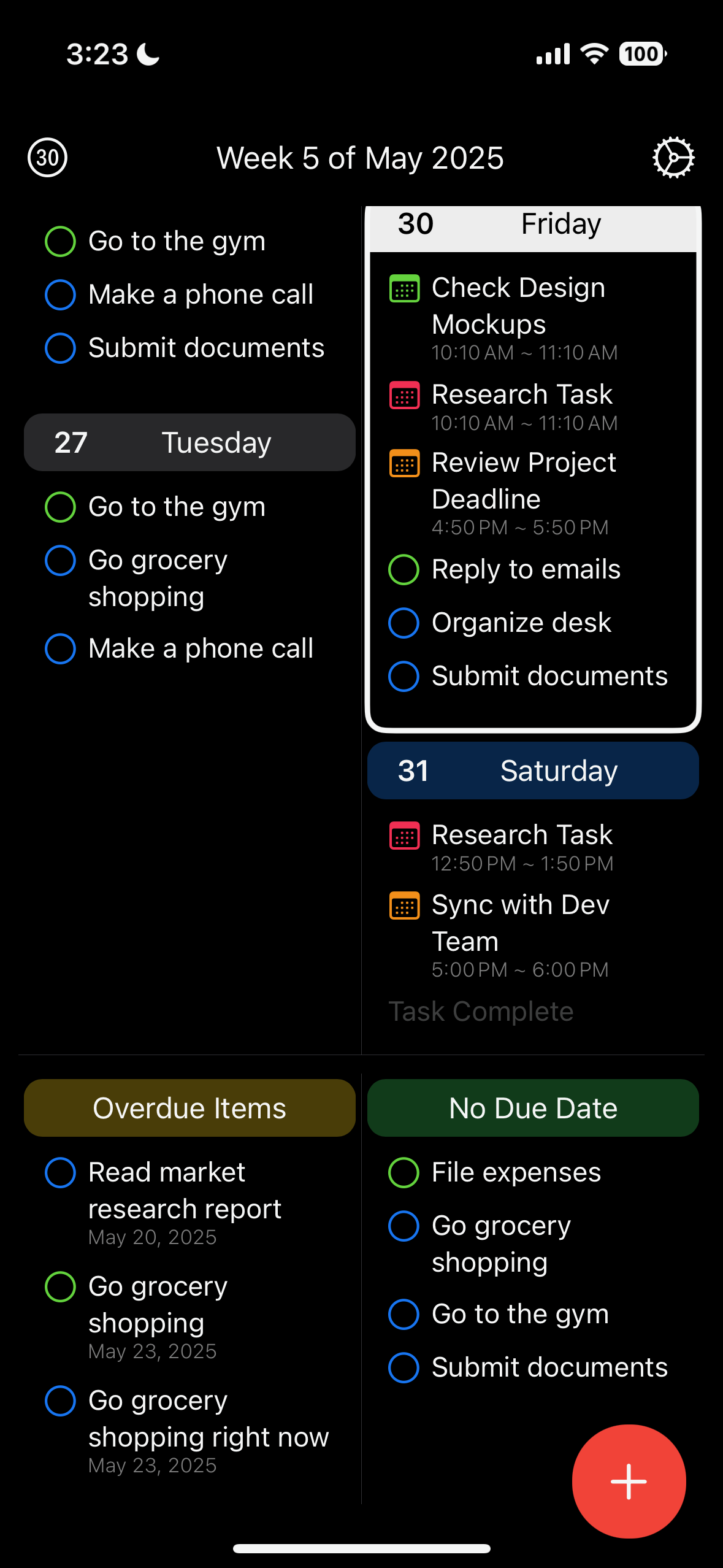 WeeklyTodo iPhone screenshot