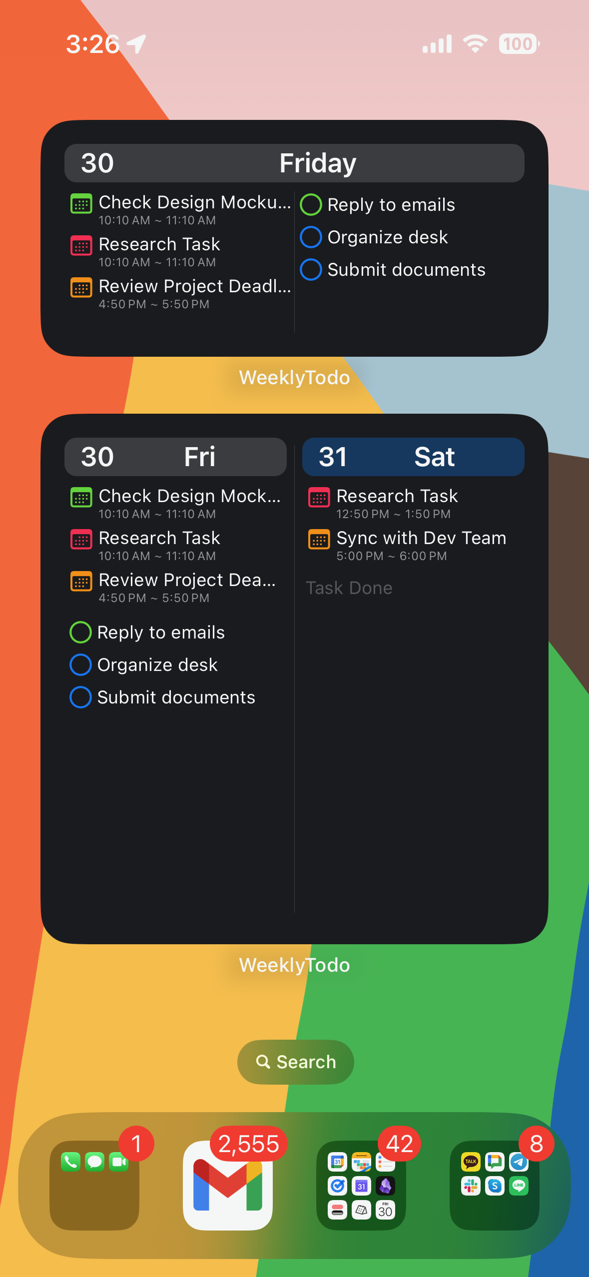 WeeklyTodo widgets